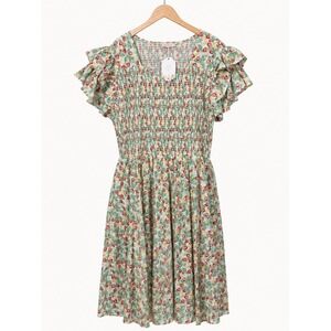 Ivy City Co Strawberry Smocked Ruffle Maxi Dress Size 3X Garden Party Cottage